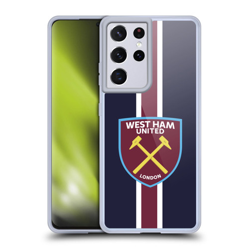 West Ham United FC Crest Stripes Soft Gel Case for Samsung Galaxy S21 Ultra 5G