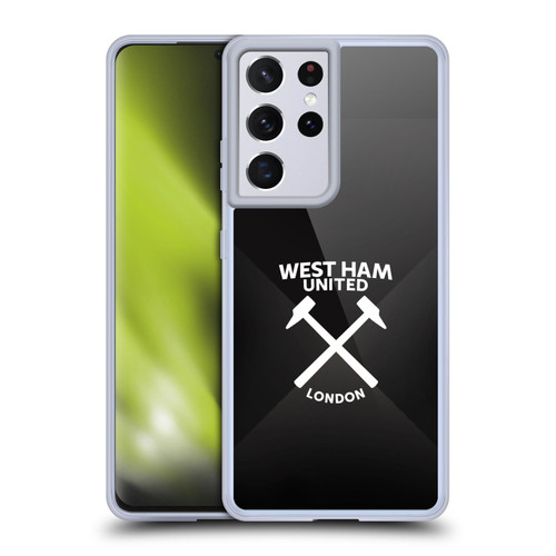 West Ham United FC Hammer Marque Kit Black & White Gradient Soft Gel Case for Samsung Galaxy S21 Ultra 5G