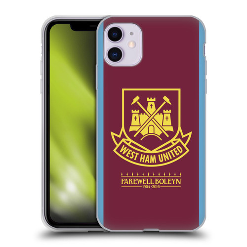 West Ham United FC Retro Crest 2015/16 Final Home Soft Gel Case for Apple iPhone 11
