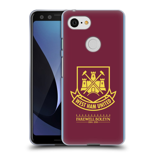 West Ham United FC Retro Crest 2015/16 Final Home Soft Gel Case for Google Pixel 3