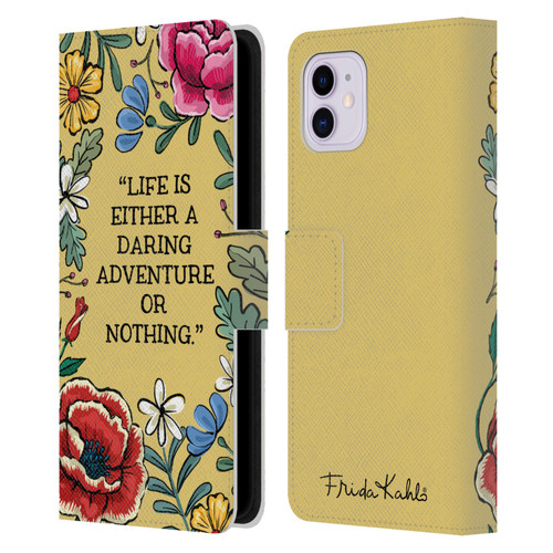 Frida Kahlo Art & Quotes Daring Adventure Leather Book Wallet Case Cover For Apple iPhone 11