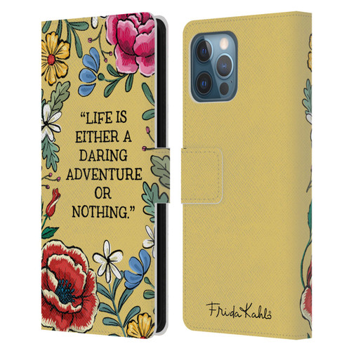 Frida Kahlo Art & Quotes Daring Adventure Leather Book Wallet Case Cover For Apple iPhone 12 Pro Max
