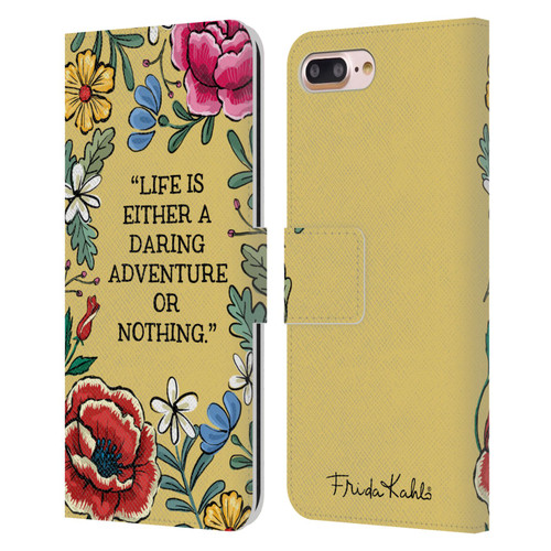 Frida Kahlo Art & Quotes Daring Adventure Leather Book Wallet Case Cover For Apple iPhone 7 Plus / iPhone 8 Plus