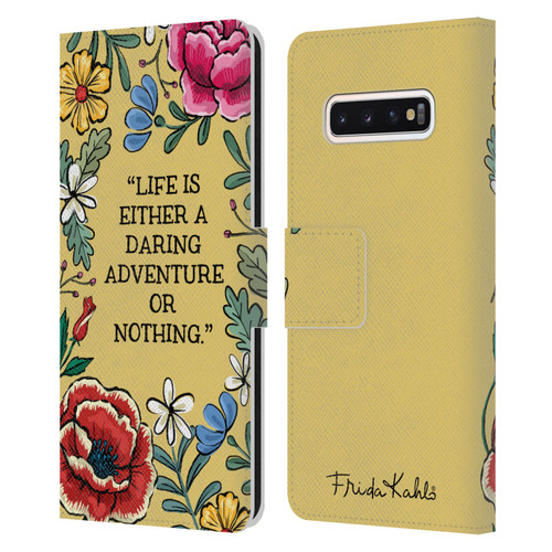 Frida Kahlo Art & Quotes Daring Adventure Leather Book Wallet Case Cover For Samsung Galaxy S10