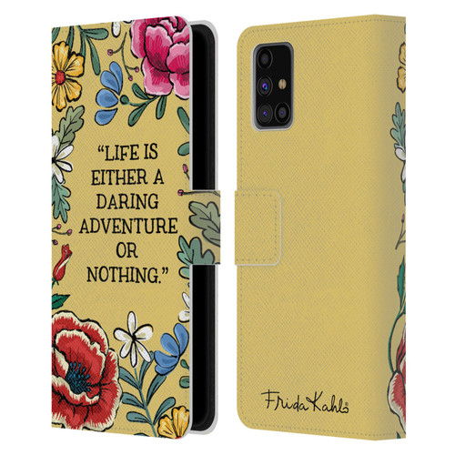 Frida Kahlo Art & Quotes Daring Adventure Leather Book Wallet Case Cover For Samsung Galaxy M31s (2020)