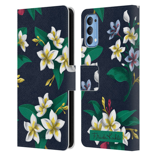Frida Kahlo Flowers Plumeria Leather Book Wallet Case Cover For OPPO Reno 4 5G