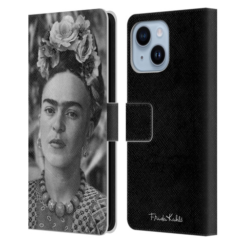 Frida Kahlo Portraits And Quotes Floral Headdress Leather Book Wallet Case Cover For Apple iPhone 14 Plus