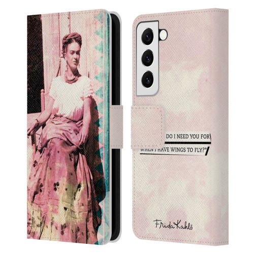 Frida Kahlo Portraits And Quotes Strange Leather Book Wallet Case Cover For Samsung Galaxy S22 5G