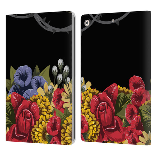 Frida Kahlo Red Florals Efflorescence Leather Book Wallet Case Cover For Apple iPad 10.2 2019/2020/2021