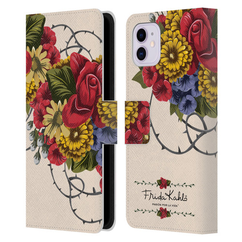Frida Kahlo Red Florals Vine Leather Book Wallet Case Cover For Apple iPhone 11