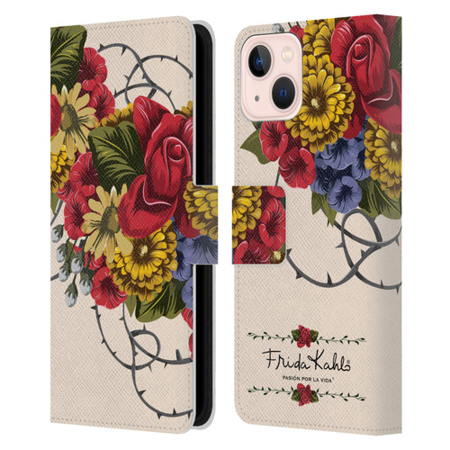 Frida Kahlo Red Florals Vine Leather Book Wallet Case Cover For Apple iPhone 13
