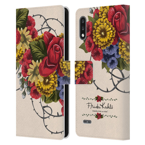 Frida Kahlo Red Florals Vine Leather Book Wallet Case Cover For LG K22