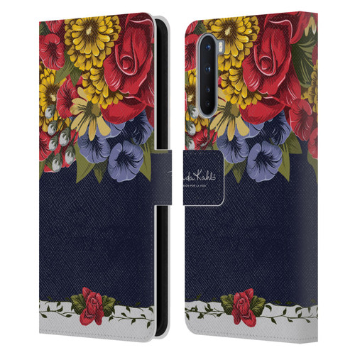 Frida Kahlo Red Florals Blooms Leather Book Wallet Case Cover For OnePlus Nord 5G