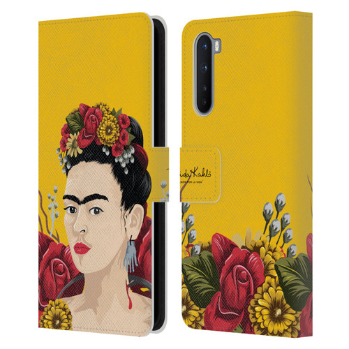 Frida Kahlo Red Florals Portrait Leather Book Wallet Case Cover For OnePlus Nord 5G