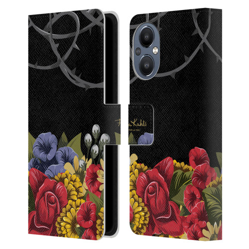 Frida Kahlo Red Florals Efflorescence Leather Book Wallet Case Cover For OnePlus Nord N20 5G
