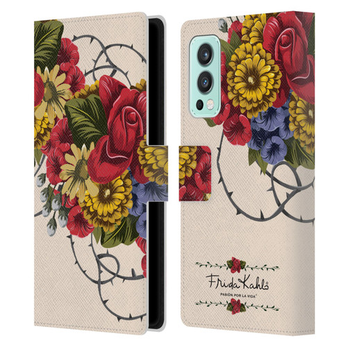 Frida Kahlo Red Florals Vine Leather Book Wallet Case Cover For OnePlus Nord 2 5G
