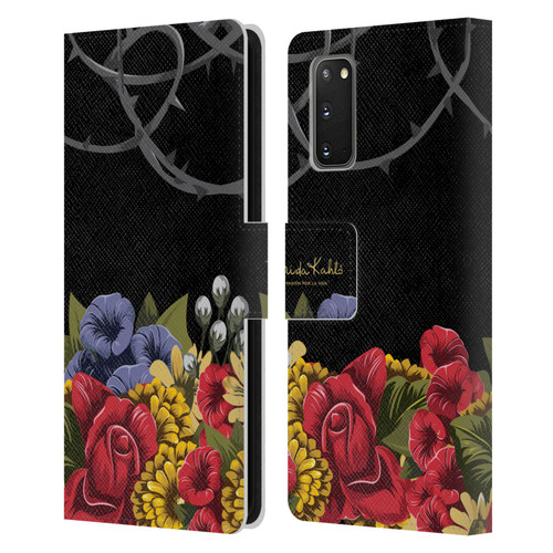 Frida Kahlo Red Florals Efflorescence Leather Book Wallet Case Cover For Samsung Galaxy S20 / S20 5G