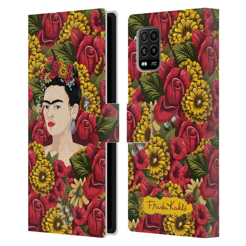 Frida Kahlo Red Florals Portrait Pattern Leather Book Wallet Case Cover For Xiaomi Mi 10 Lite 5G