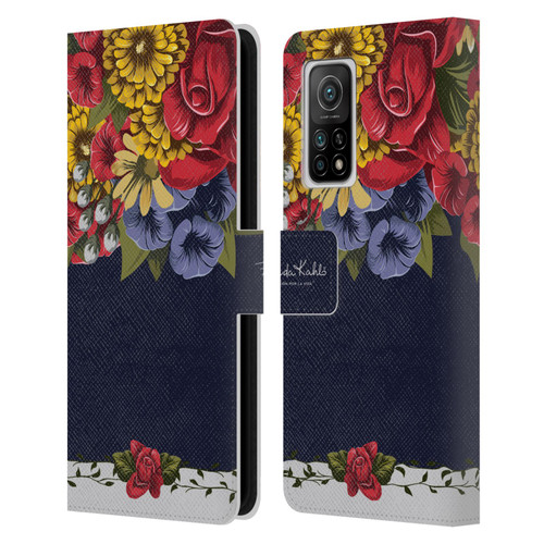 Frida Kahlo Red Florals Blooms Leather Book Wallet Case Cover For Xiaomi Mi 10T 5G