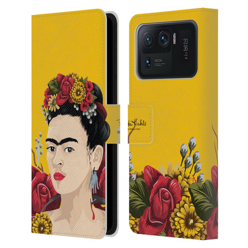Frida Kahlo Red Florals Portrait Leather Book Wallet Case Cover For Xiaomi Mi 11 Ultra