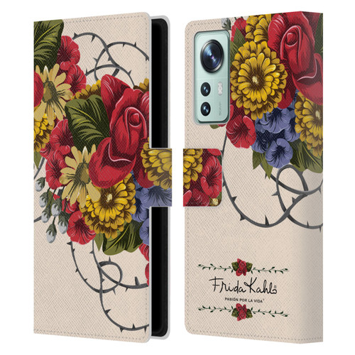 Frida Kahlo Red Florals Vine Leather Book Wallet Case Cover For Xiaomi 12