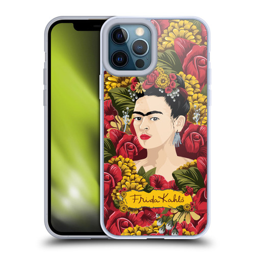 Frida Kahlo Red Florals Portrait Pattern Soft Gel Case for Apple iPhone 12 Pro Max