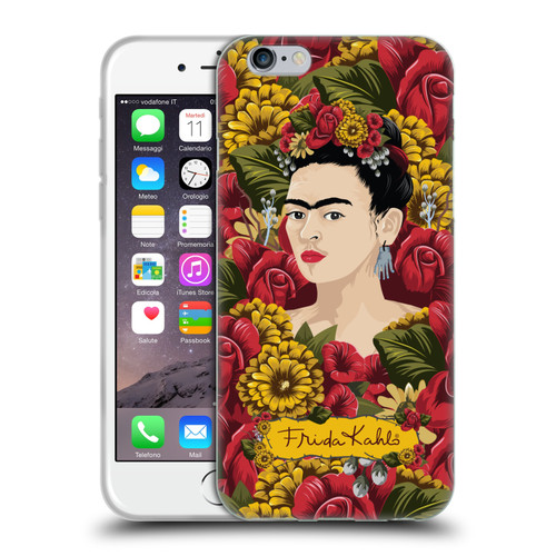 Frida Kahlo Red Florals Portrait Pattern Soft Gel Case for Apple iPhone 6 / iPhone 6s