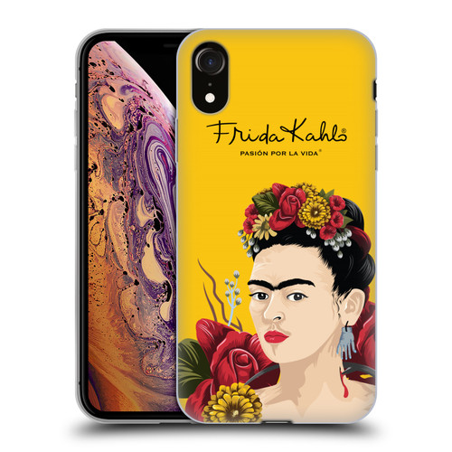 Frida Kahlo Red Florals Portrait Soft Gel Case for Apple iPhone XR
