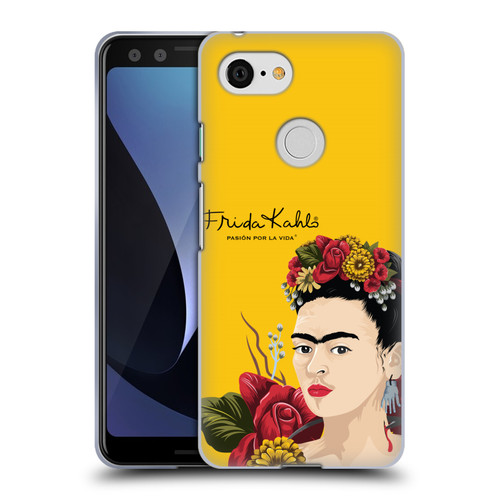 Frida Kahlo Red Florals Portrait Soft Gel Case for Google Pixel 3