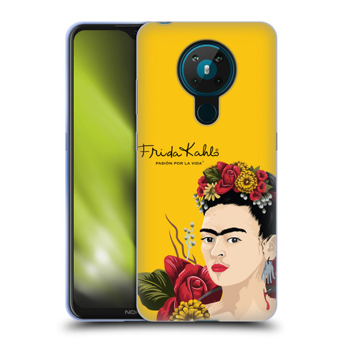 Frida Kahlo Red Florals Portrait Soft Gel Case for Nokia 5.3