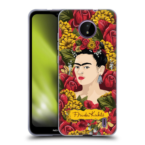 Frida Kahlo Red Florals Portrait Pattern Soft Gel Case for Nokia C10 / C20