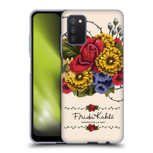 Frida Kahlo Red Florals Vine Soft Gel Case for Samsung Galaxy A03s (2021)