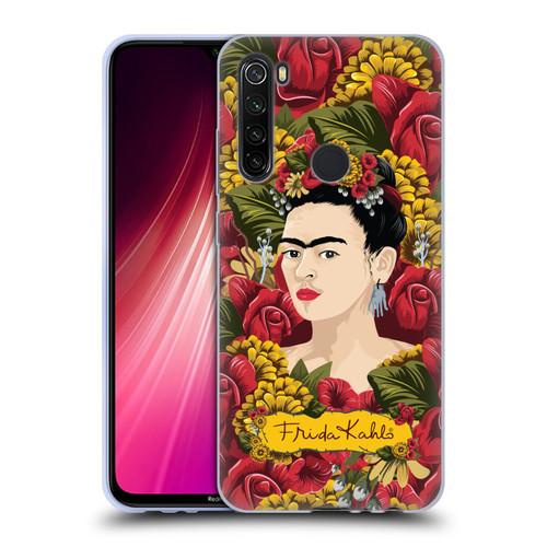 Frida Kahlo Red Florals Portrait Pattern Soft Gel Case for Xiaomi Redmi Note 8T