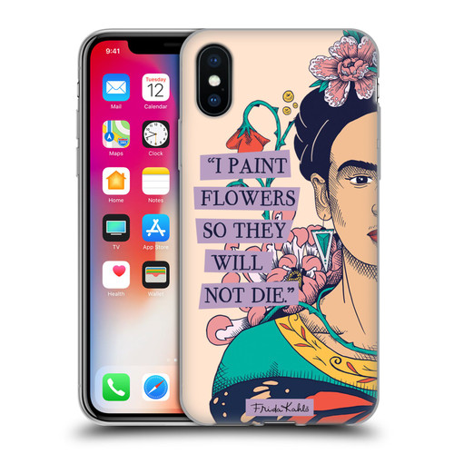 Frida Kahlo Sketch I Paint Flowers Soft Gel Case for Apple iPhone X / iPhone XS