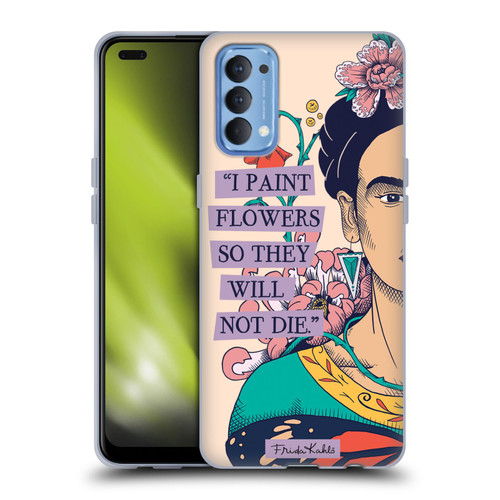 Frida Kahlo Sketch I Paint Flowers Soft Gel Case for OPPO Reno 4 5G