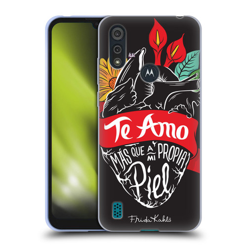 Frida Kahlo Typography Heart Soft Gel Case for Motorola Moto E6s (2020)