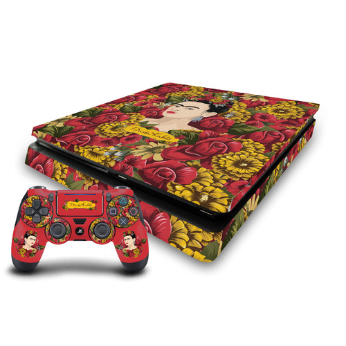 Frida Kahlo Floral Portrait Pattern Vinyl Sticker Skin Decal Cover for Sony PS4 Slim Console & Controller