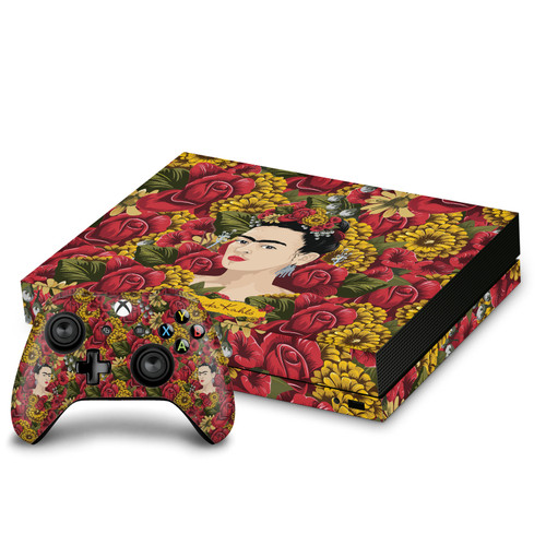Frida Kahlo Floral Portrait Pattern Vinyl Sticker Skin Decal Cover for Microsoft Xbox One X Bundle