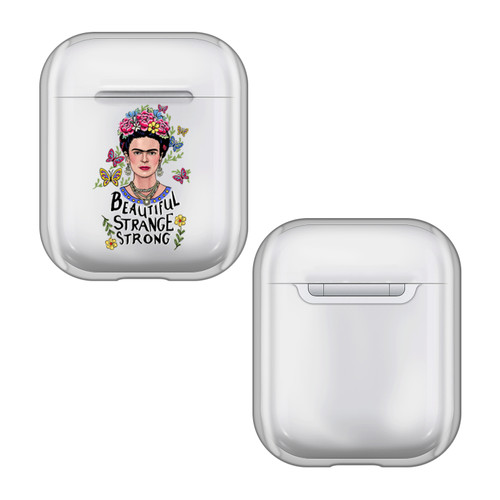 Frida Kahlo Portraits Beautiful Woman Clear Hard Crystal Cover Case for Apple AirPods 1 1st Gen / 2 2nd Gen Charging Case