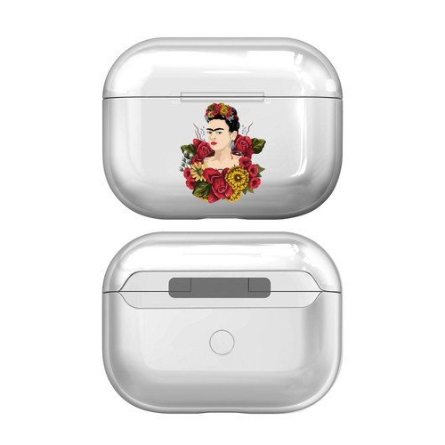 Frida Kahlo Portraits Red Florals Clear Hard Crystal Cover Case for Apple AirPods Pro Charging Case