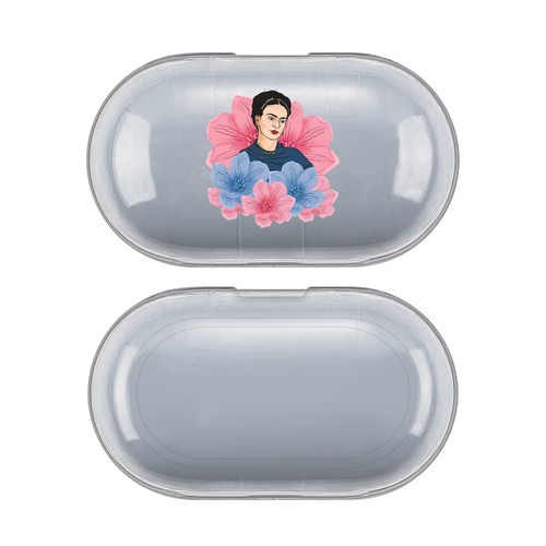 Frida Kahlo Portraits Floral Clear Hard Crystal Cover Case for Samsung Galaxy Buds / Buds Plus