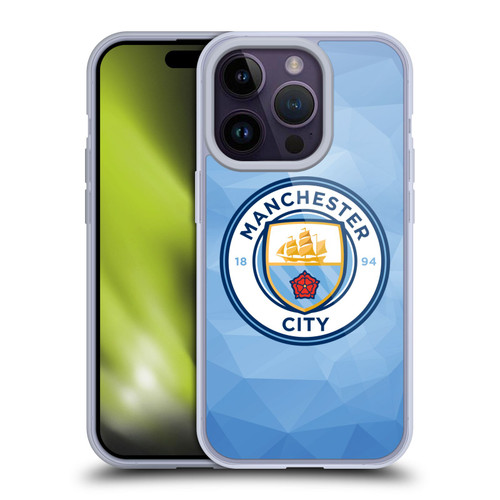 Manchester City Man City FC Badge Geometric Blue Full Colour Soft Gel Case for Apple iPhone 14 Pro