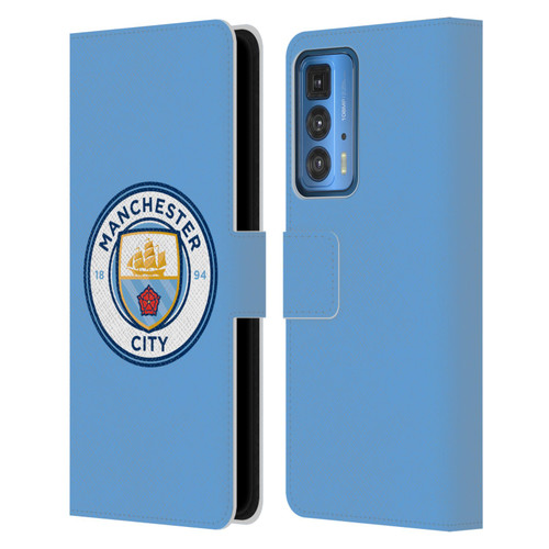 Manchester City Man City FC Badge Blue Full Colour Leather Book Wallet Case Cover For Motorola Edge 20 Pro