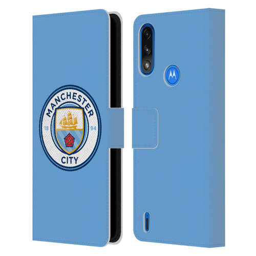 Manchester City Man City FC Badge Blue Full Colour Leather Book Wallet Case Cover For Motorola Moto E7 Power / Moto E7i Power