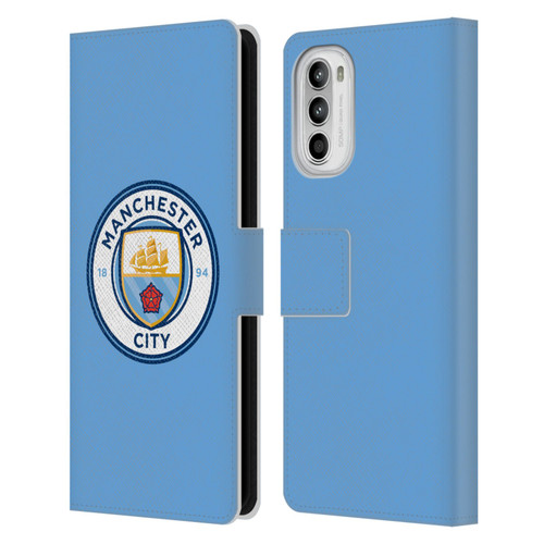 Manchester City Man City FC Badge Blue Full Colour Leather Book Wallet Case Cover For Motorola Moto G52