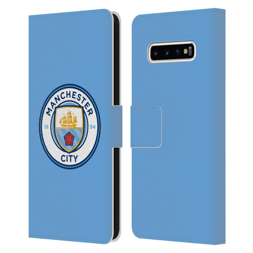 Manchester City Man City FC Badge Blue Full Colour Leather Book Wallet Case Cover For Samsung Galaxy S10+ / S10 Plus