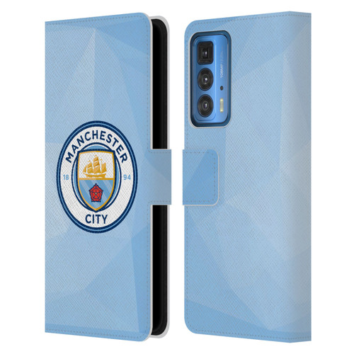 Manchester City Man City FC Badge Geometric Blue Full Colour Leather Book Wallet Case Cover For Motorola Edge 20 Pro