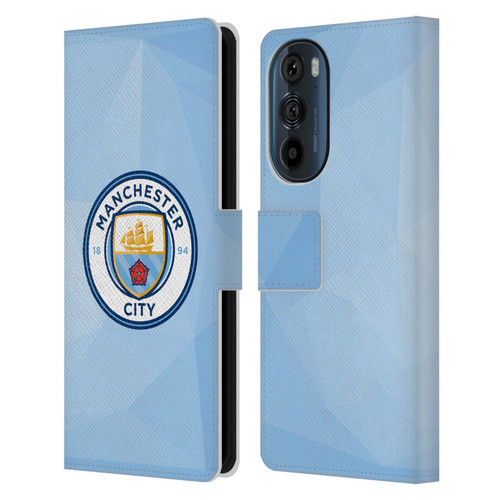 Manchester City Man City FC Badge Geometric Blue Full Colour Leather Book Wallet Case Cover For Motorola Edge 30