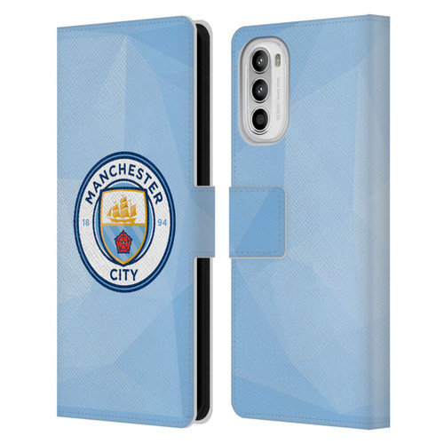 Manchester City Man City FC Badge Geometric Blue Full Colour Leather Book Wallet Case Cover For Motorola Moto G52