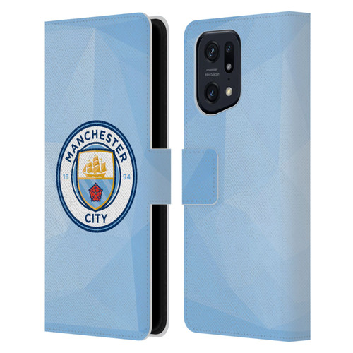 Manchester City Man City FC Badge Geometric Blue Full Colour Leather Book Wallet Case Cover For OPPO Find X5 Pro